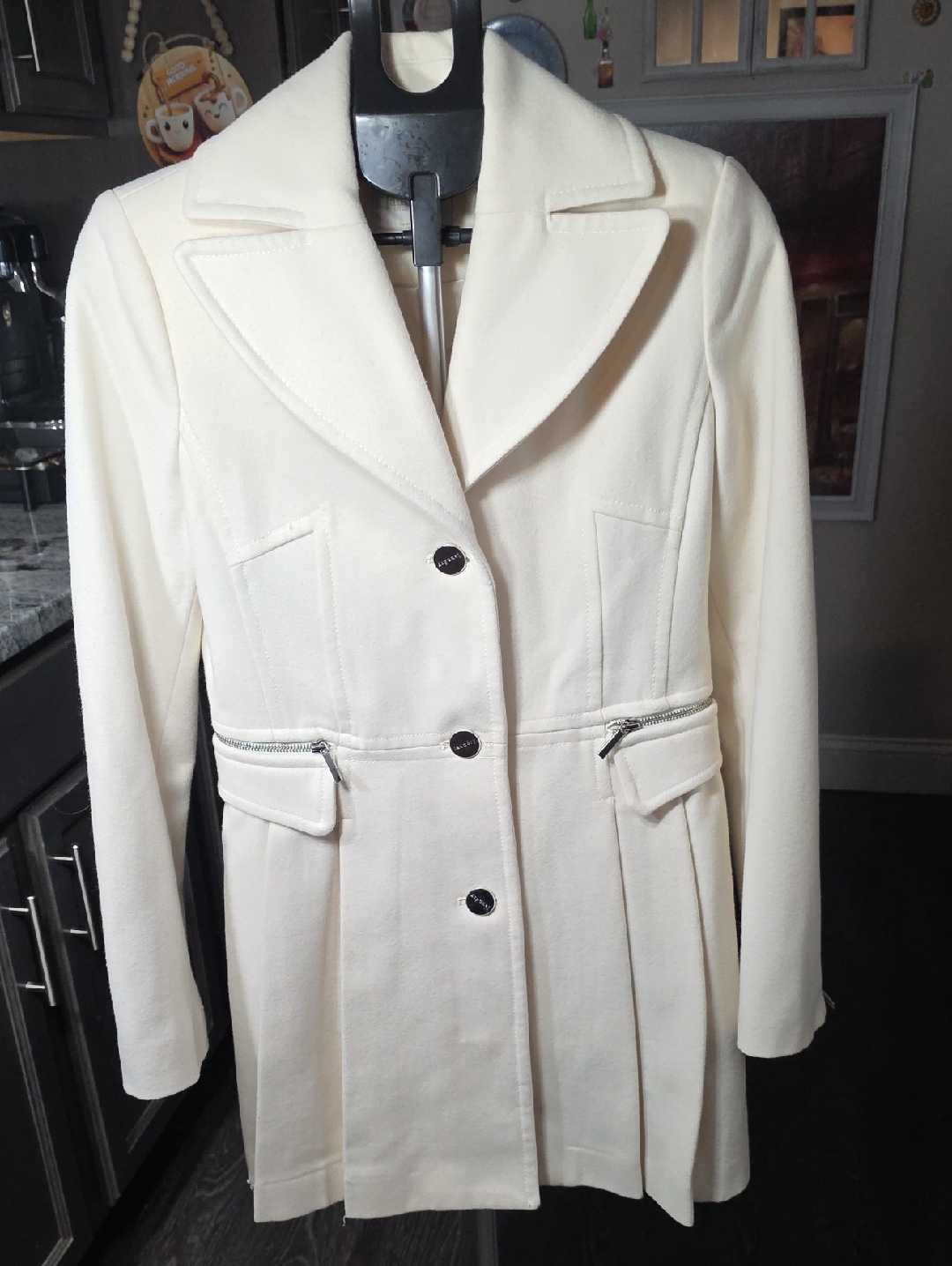 Laundry By Shelli Segal Cream Tailored Single-Breasted Blazer Coat
